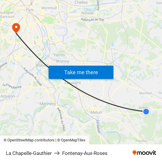 La Chapelle-Gauthier to Fontenay-Aux-Roses map