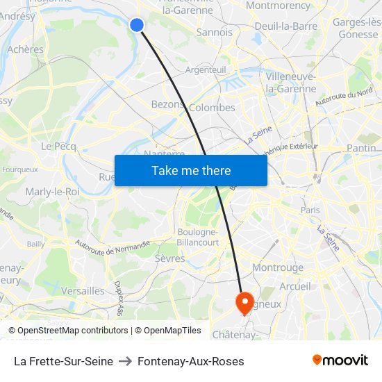 La Frette-Sur-Seine to Fontenay-Aux-Roses map