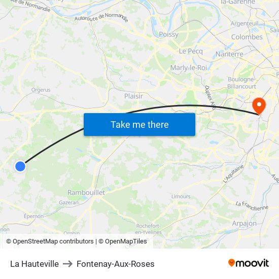 La Hauteville to Fontenay-Aux-Roses map