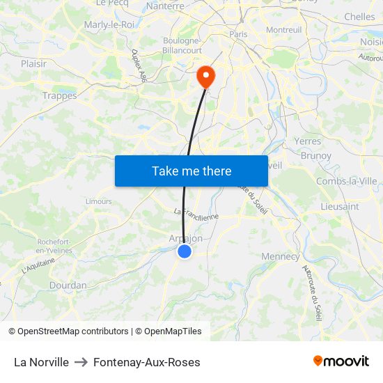 La Norville to Fontenay-Aux-Roses map