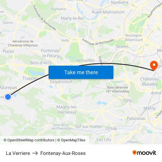 La Verriere to Fontenay-Aux-Roses map