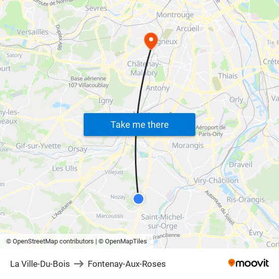 La Ville-Du-Bois to Fontenay-Aux-Roses map