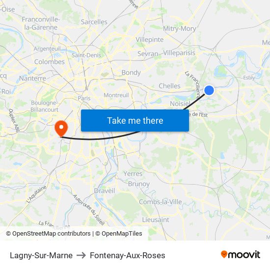 Lagny-Sur-Marne to Fontenay-Aux-Roses map