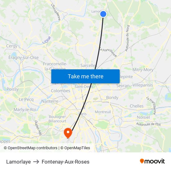 Lamorlaye to Fontenay-Aux-Roses map