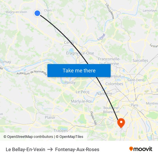 Le Bellay-En-Vexin to Fontenay-Aux-Roses map