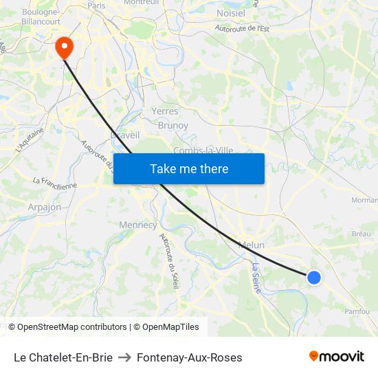Le Chatelet-En-Brie to Fontenay-Aux-Roses map