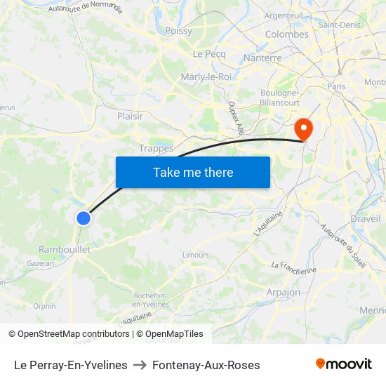 Le Perray-En-Yvelines to Fontenay-Aux-Roses map