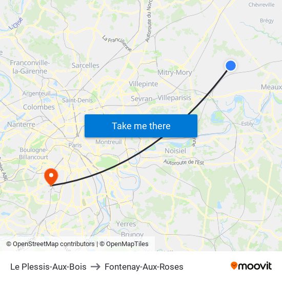 Le Plessis-Aux-Bois to Fontenay-Aux-Roses map