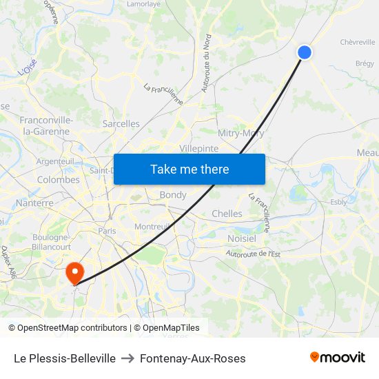 Le Plessis-Belleville to Fontenay-Aux-Roses map