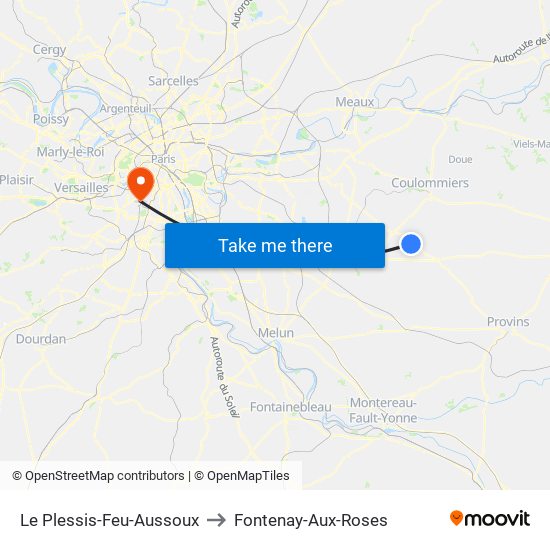 Le Plessis-Feu-Aussoux to Fontenay-Aux-Roses map