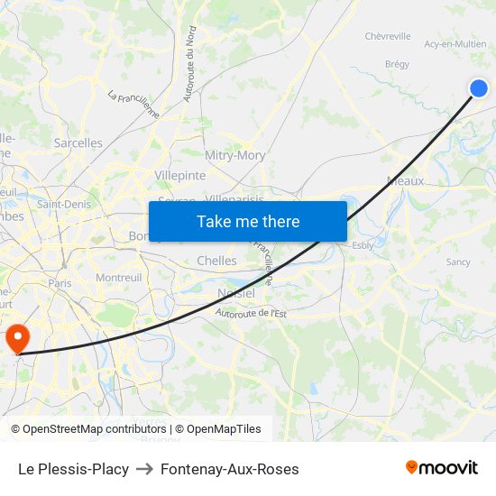 Le Plessis-Placy to Fontenay-Aux-Roses map