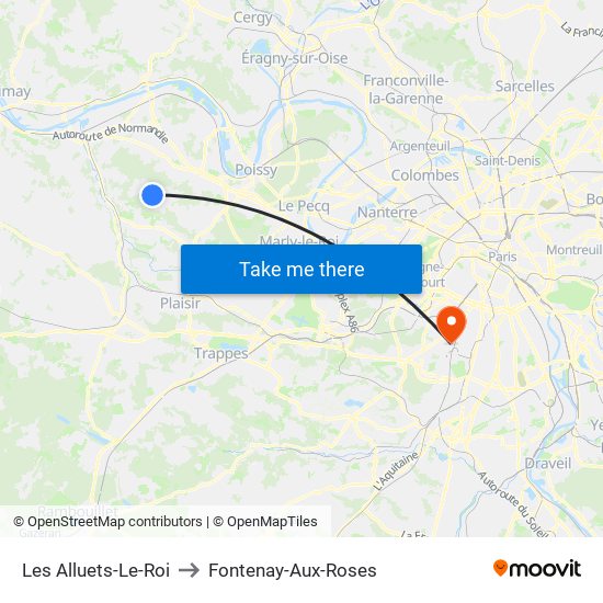 Les Alluets-Le-Roi to Fontenay-Aux-Roses map