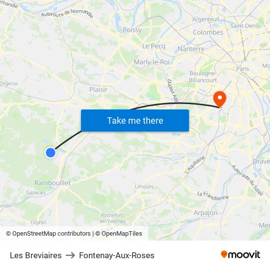Les Breviaires to Fontenay-Aux-Roses map