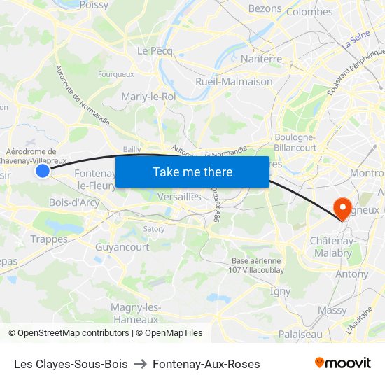 Les Clayes-Sous-Bois to Fontenay-Aux-Roses map