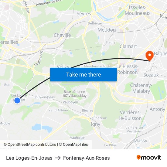 Les Loges-En-Josas to Fontenay-Aux-Roses map