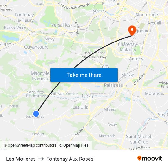 Les Molieres to Fontenay-Aux-Roses map