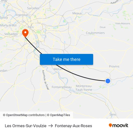 Les Ormes-Sur-Voulzie to Fontenay-Aux-Roses map