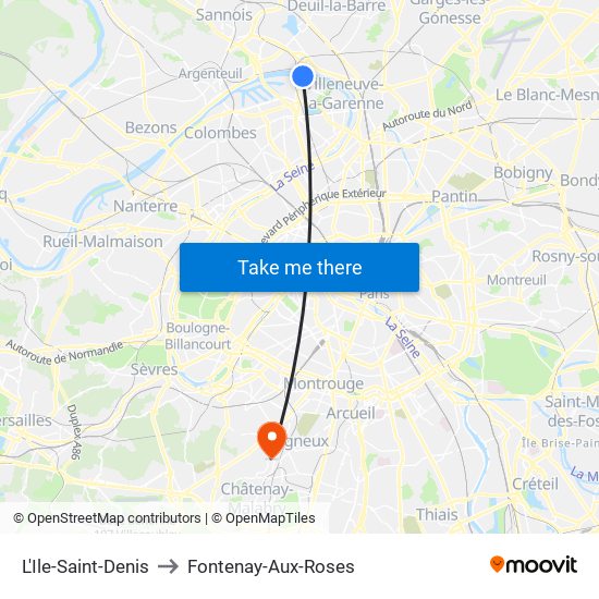 L'Ile-Saint-Denis to Fontenay-Aux-Roses map