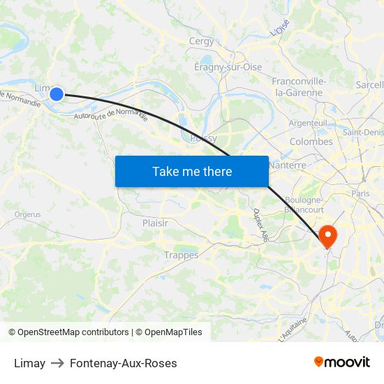 Limay to Fontenay-Aux-Roses map