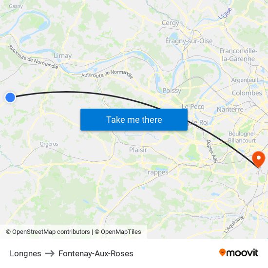 Longnes to Fontenay-Aux-Roses map