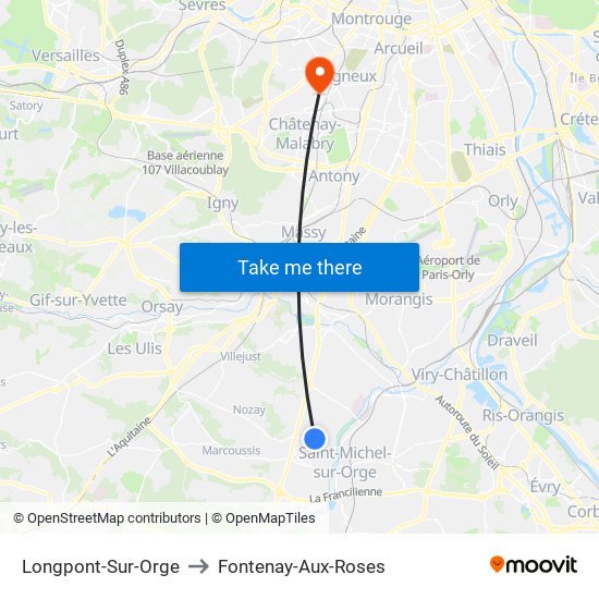 Longpont-Sur-Orge to Fontenay-Aux-Roses map