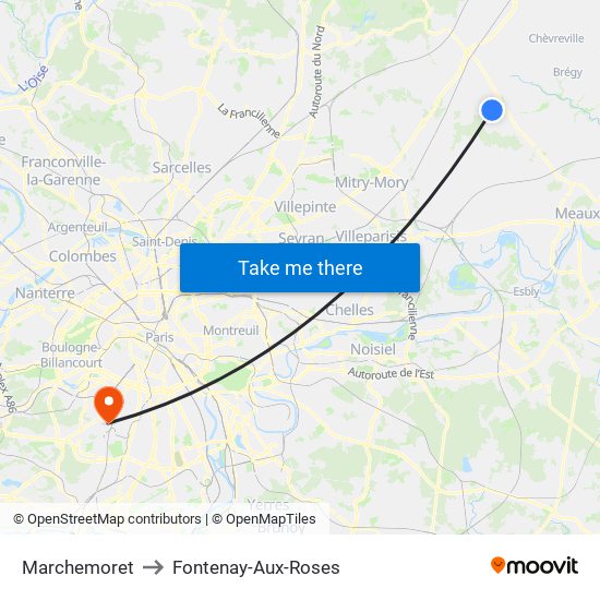 Marchemoret to Fontenay-Aux-Roses map