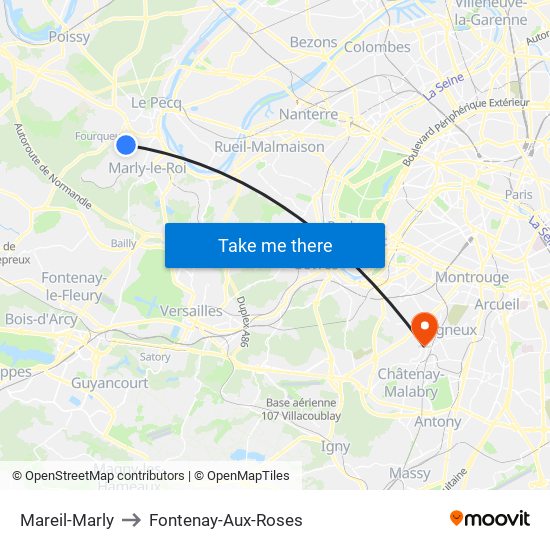 Mareil-Marly to Fontenay-Aux-Roses map