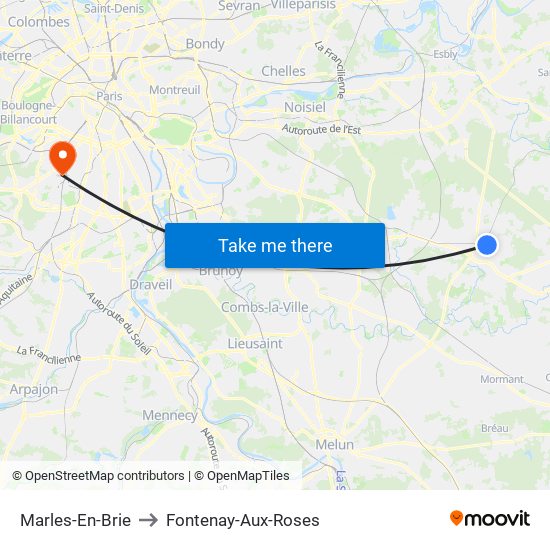 Marles-En-Brie to Fontenay-Aux-Roses map