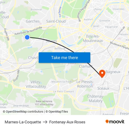 Marnes-La-Coquette to Fontenay-Aux-Roses map