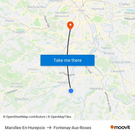 Marolles-En-Hurepoix to Fontenay-Aux-Roses map