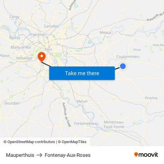 Mauperthuis to Fontenay-Aux-Roses map