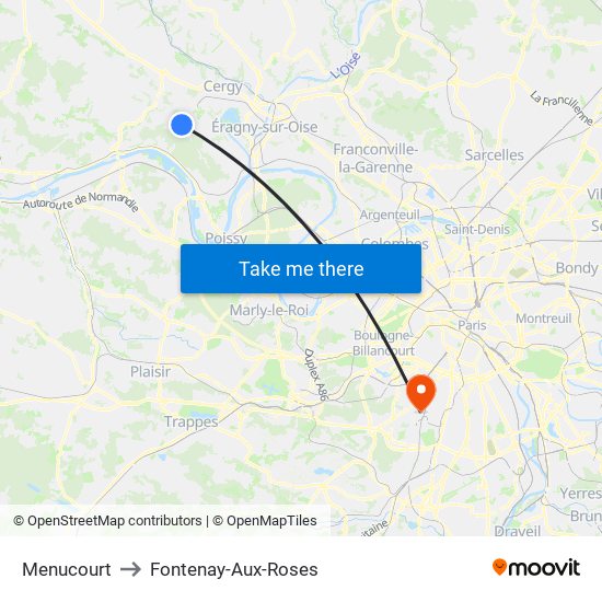 Menucourt to Fontenay-Aux-Roses map