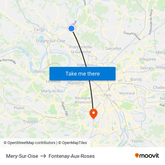 Mery-Sur-Oise to Fontenay-Aux-Roses map