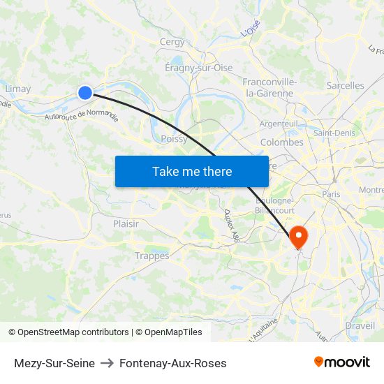Mezy-Sur-Seine to Fontenay-Aux-Roses map