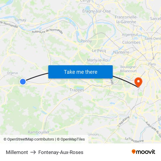 Millemont to Fontenay-Aux-Roses map