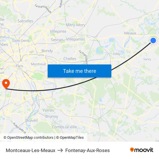 Montceaux-Les-Meaux to Fontenay-Aux-Roses map