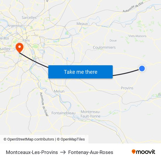 Montceaux-Les-Provins to Fontenay-Aux-Roses map