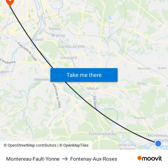 Montereau-Fault-Yonne to Fontenay-Aux-Roses map