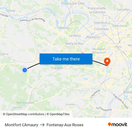 Montfort-L'Amaury to Fontenay-Aux-Roses map