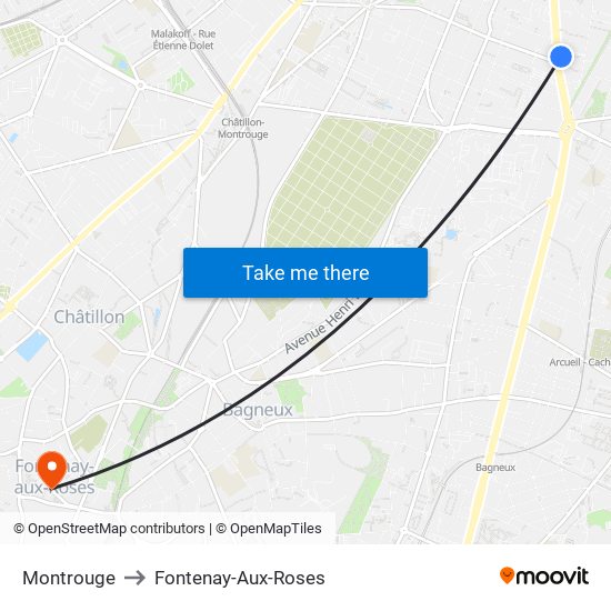 Montrouge to Fontenay-Aux-Roses map