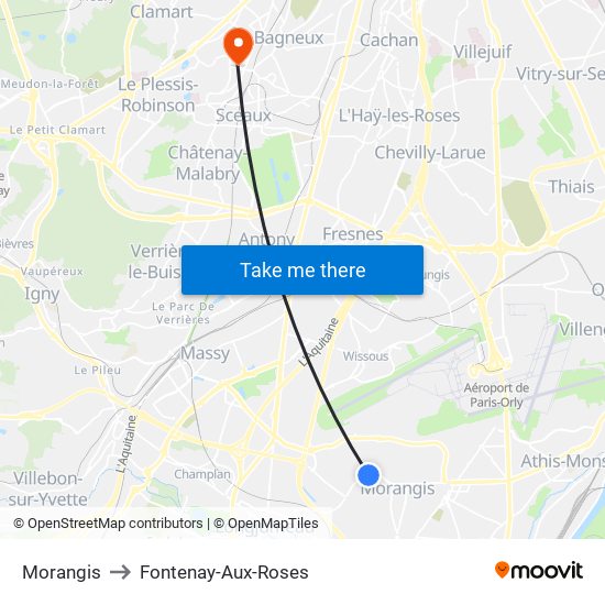 Morangis to Fontenay-Aux-Roses map