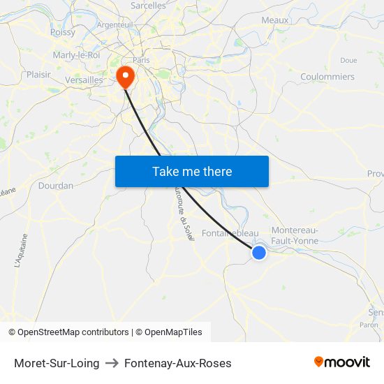 Moret-Sur-Loing to Fontenay-Aux-Roses map