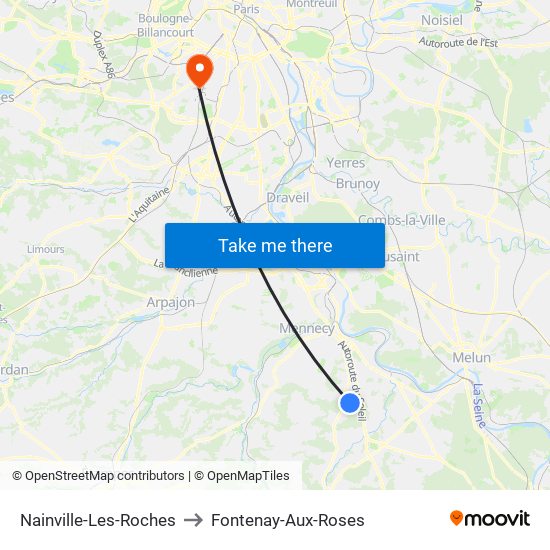 Nainville-Les-Roches to Fontenay-Aux-Roses map
