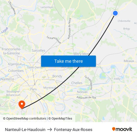 Nanteuil-Le-Haudouin to Fontenay-Aux-Roses map