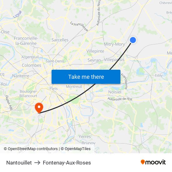 Nantouillet to Fontenay-Aux-Roses map