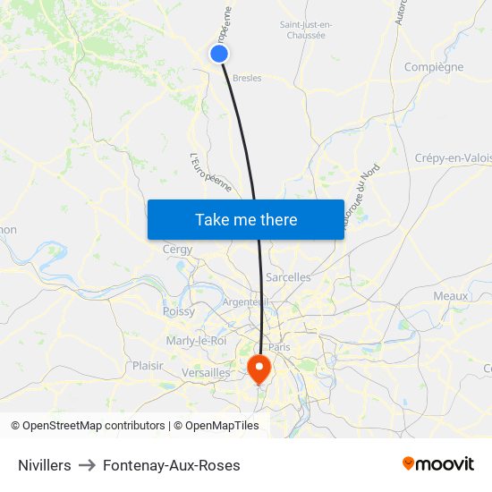 Nivillers to Fontenay-Aux-Roses map