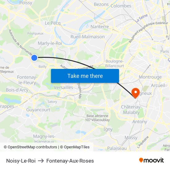 Noisy-Le-Roi to Fontenay-Aux-Roses map
