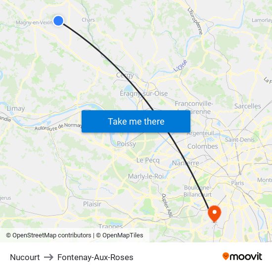 Nucourt to Fontenay-Aux-Roses map
