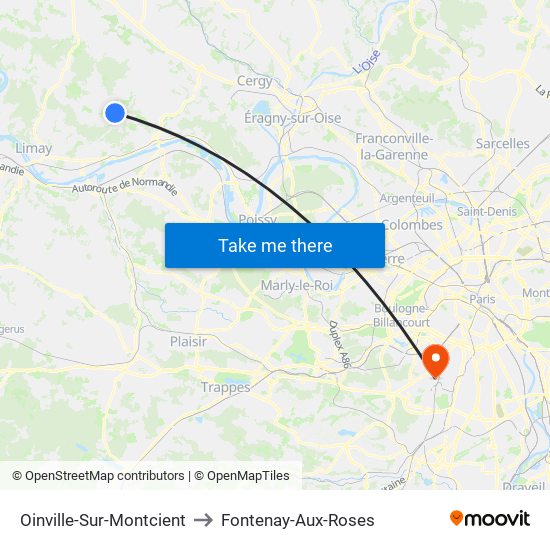 Oinville-Sur-Montcient to Fontenay-Aux-Roses map