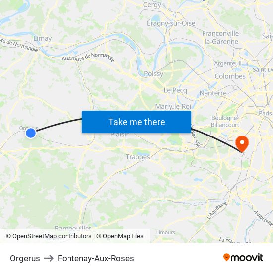 Orgerus to Fontenay-Aux-Roses map